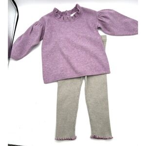 Bloomies Baby Outfit Set 6-12M Lavender Ruffle Collar Top & Ribbed Leggings